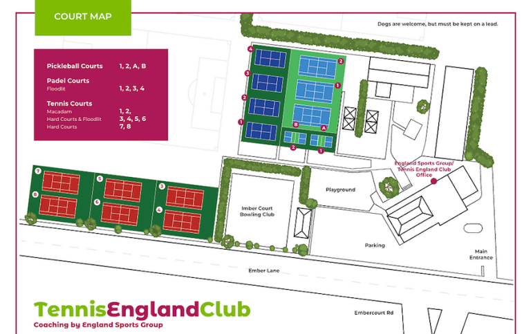 Tennis England at Imber Court Facilities Map